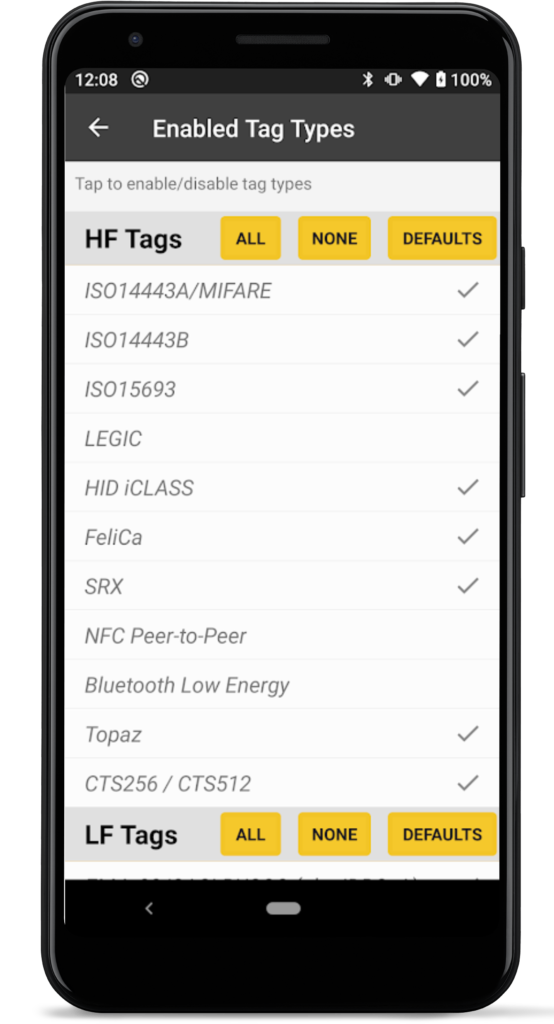 Screenshot 1 of 2173 HF/LF RFID Explorer - Enabled Tag Types