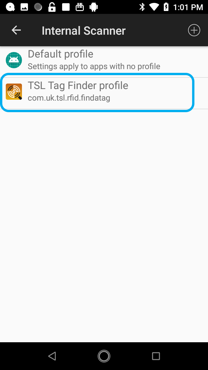 Select TSL Tag Finder Profile as the Internal Scanner
